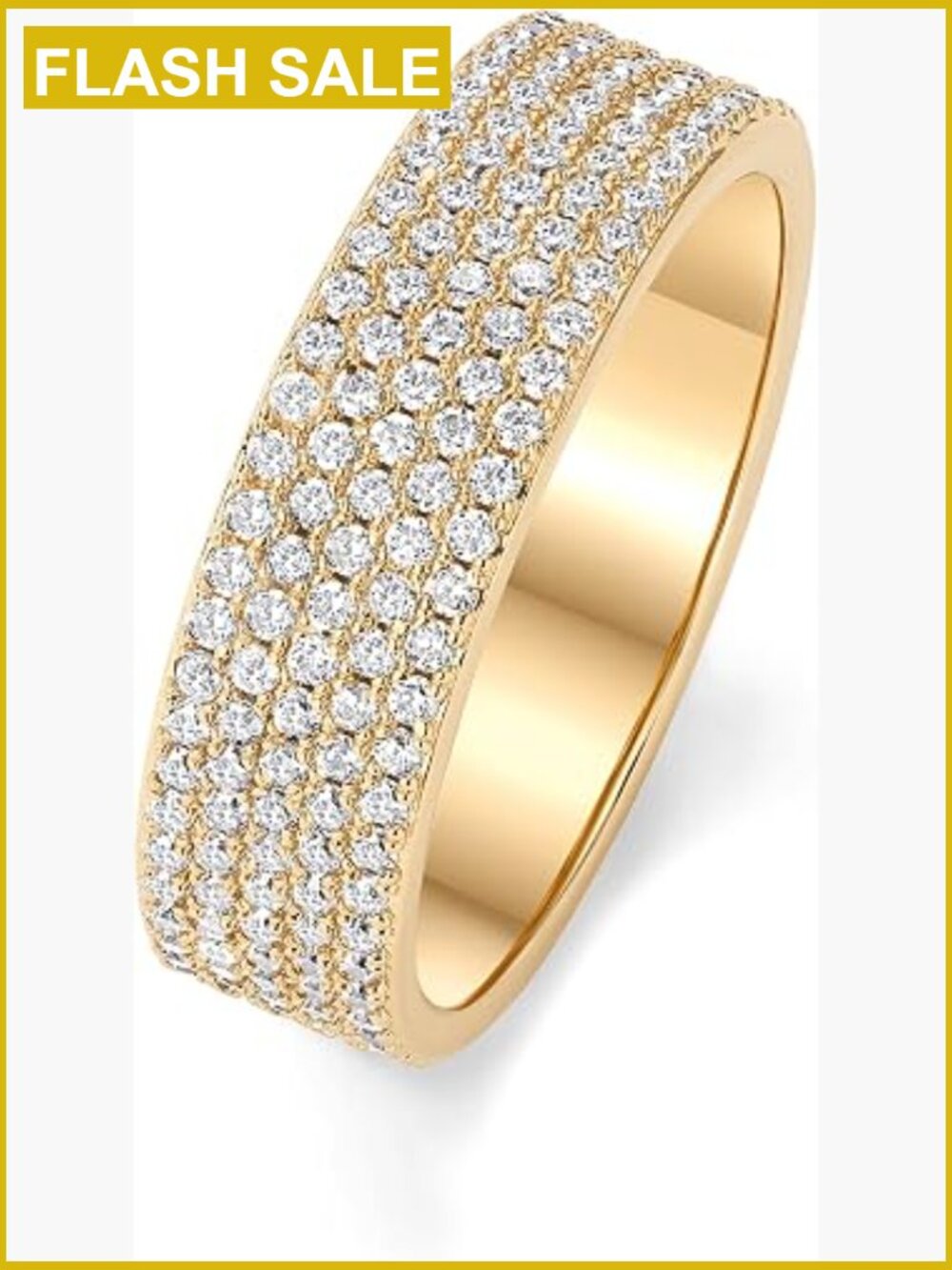 14K Gold Plated Eternity Ring CZ Stackable Wedding Band Women Gift